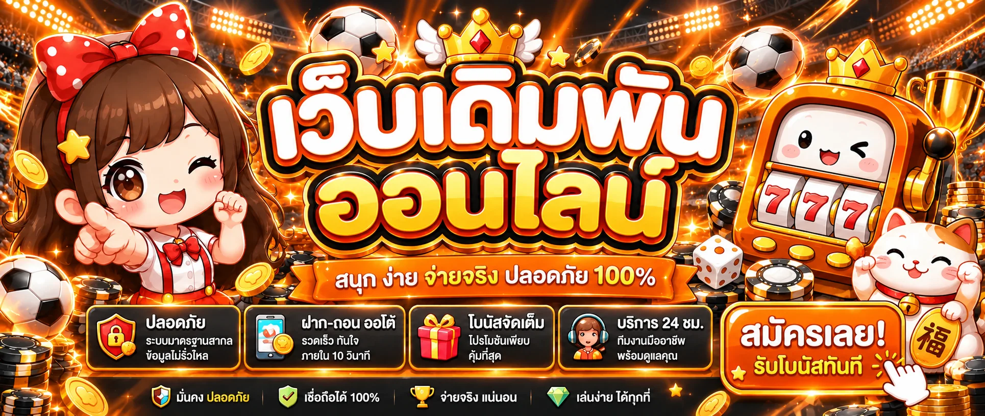 แบนเนอร์ผลบอลสด BPA888 โทนดำส้ม
